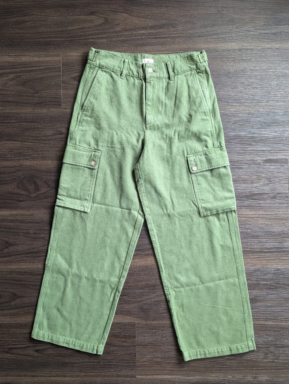 NWT J.Crew Green Wide Leg Cargo Heavyweight Twill Pants 28 High Rise Gorpcore - Picture 2 of 9